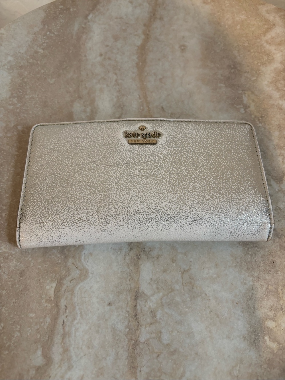 Kate Spade Metallic Silver Cameron street bi-fold snap Wallet